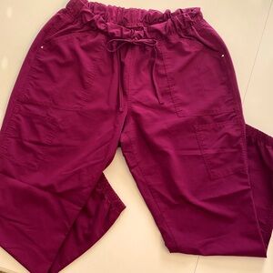 ScrubStar scrub set. Size L bottoms. Size XL top. Color: wine. Fair condition.